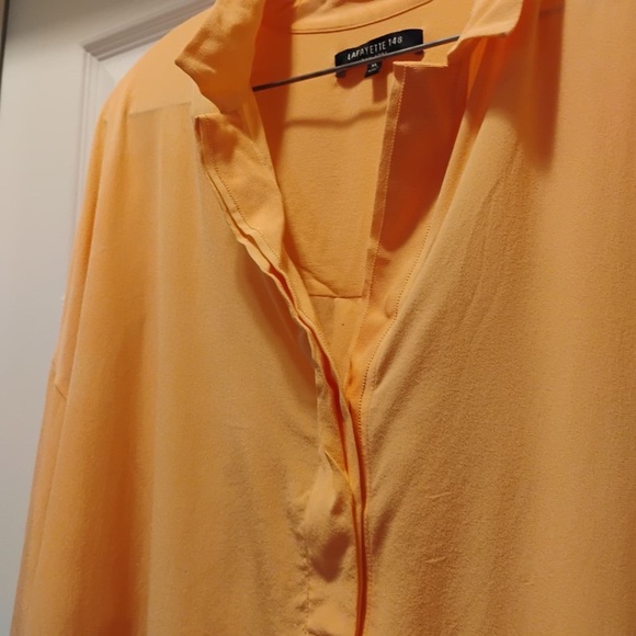 Lafayette 148 New York Orange/Goldenrod Tunic Blouse 3/4 Sleeve Size XL - Picture 4 of 8